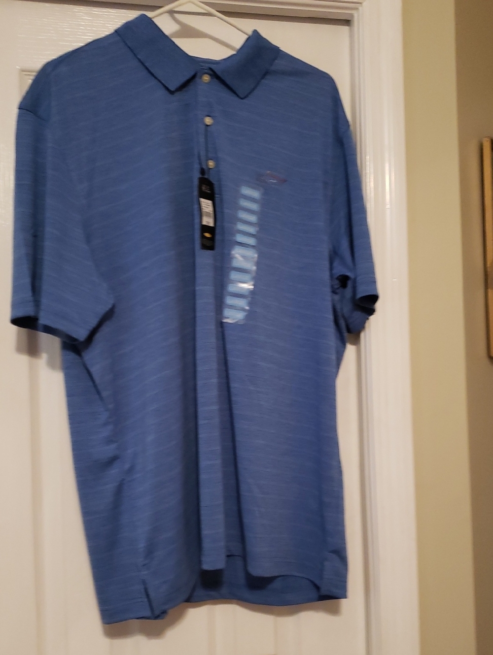 NWT-Men's Greg Norman Blue Polo Shirt - Classic Short Sleeve-Large